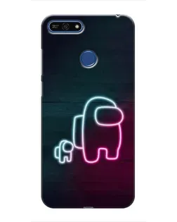 Чехол для Huawei Honor 7A Pro с картинкой «Among Us неон-арт»