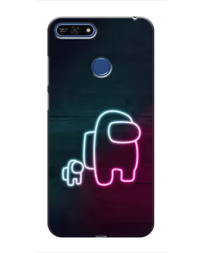 Чехол для Huawei Honor 7A Pro с картинкой «Among Us неон-арт»