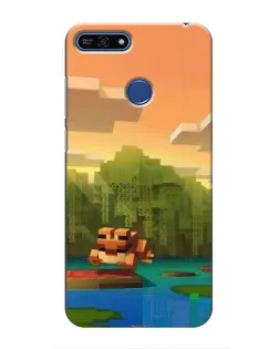 Чехол для Huawei Honor 7A Pro с картинкой «Майнкрафт закат солнца»