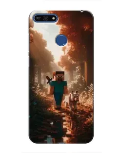 Чехол для Huawei Honor 7A Pro с картинкой «Стив в лесу»