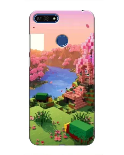 Чехол для Huawei Honor 7A Pro с картинкой «Розовое дерево Minecraft»