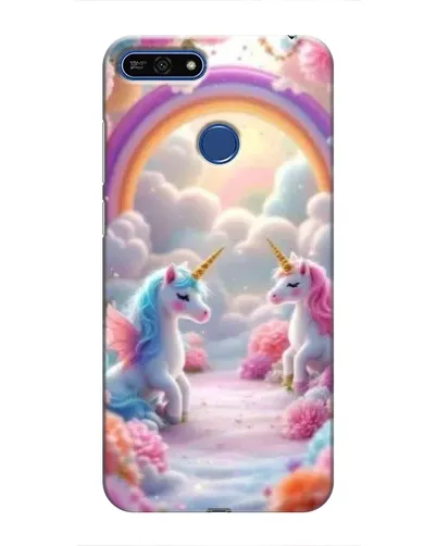 Чехол для Huawei Honor 7A Pro с картинкой «Радуга и единороги»