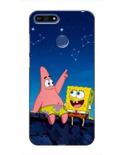 Чехол для Huawei Honor 7A Pro с картинкой «Губка Боб и Патрик ночью»