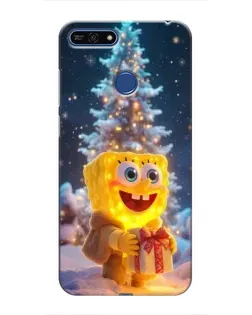Чехол для Huawei Honor 7A Pro с картинкой «Рождественский Спанч Боб»