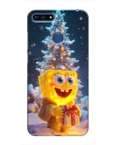 Чехол для Huawei Honor 7A Pro с картинкой «Рождественский Спанч Боб»