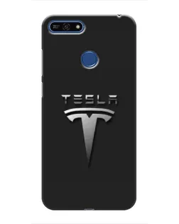 Чехол для Huawei Honor 7A Pro с картинкой «Стальной логотип Tesla»