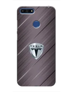 Чехол для Huawei Honor 7A Pro с картинкой «Металлическая текстура Tesla»