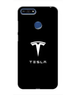 Чехол для Huawei Honor 7A Pro с картинкой «Tesla White Logo»