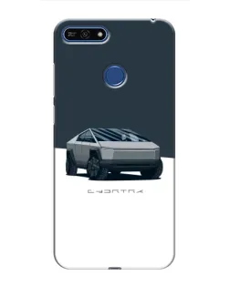 Чехол для Huawei Honor 7A Pro с картинкой «Серебристый Cybertruck Tesla»