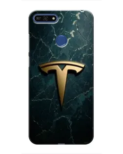 Чехол для Huawei Honor 7A Pro с картинкой «Мраморная Tesla Gold»
