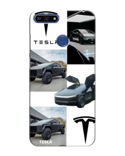 Чехол для Huawei Honor 7A Pro с картинкой «Коллаж Cybertruck Tesla»