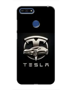 Чехол для Huawei Honor 7A Pro с картинкой «Tesla — серебристое авто»
