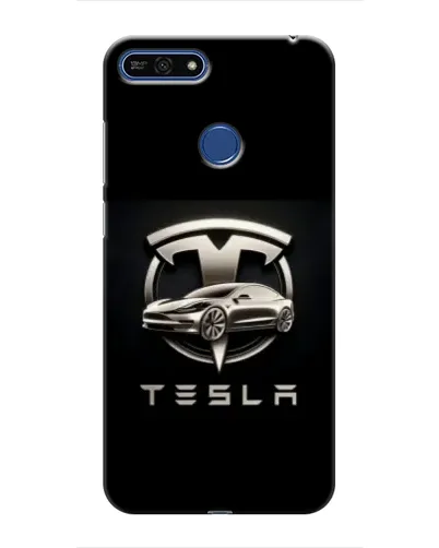 Чехол для Huawei Honor 7A Pro с картинкой «Tesla — серебристое авто»