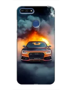 Чехол для Huawei Honor 7A Pro с картинкой «Audi в огненном дыму»