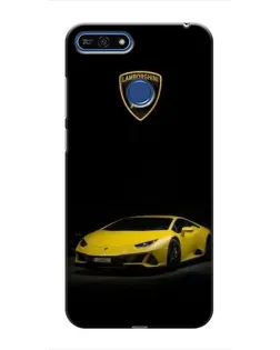 Чехол для Huawei Honor 7A Pro с картинкой «Lamborghini желтый акцент»