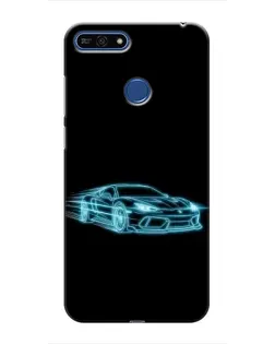 Чехол для Huawei Honor 7A Pro с картинкой «Неоновый контур Lamborghini»