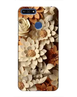Чохол для Huawei Honor 7A Pro з картинкою «Бежевий флористичний декор»