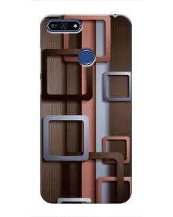 Чехол для Huawei Honor 7A Pro с картинкой «Коричневые объемные квадраты»