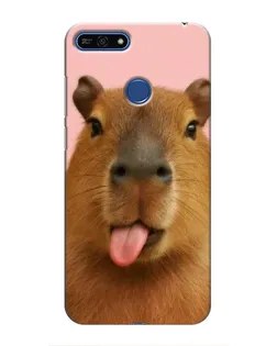 Чехол для Huawei Honor 7A Pro с картинкой «Капибара с языком»