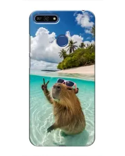 Чехол для Huawei Honor 7A Pro с картинкой «Капибара на море»