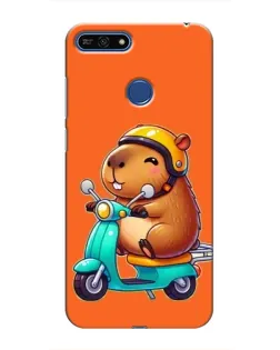Чехол для Huawei Honor 7A Pro с картинкой «Капибара на скутере»
