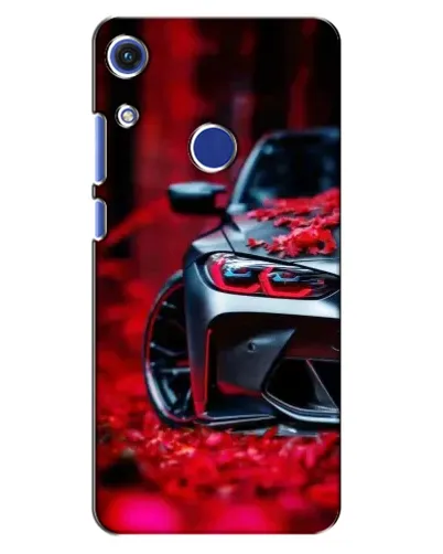 Чехол для Huawei Honor 8A с картинкой «Спортивная BMW и цветы»