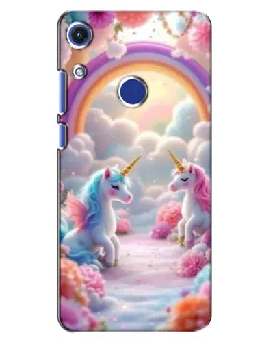 Чехол для Huawei Honor 8A с картинкой «Радуга и единороги»