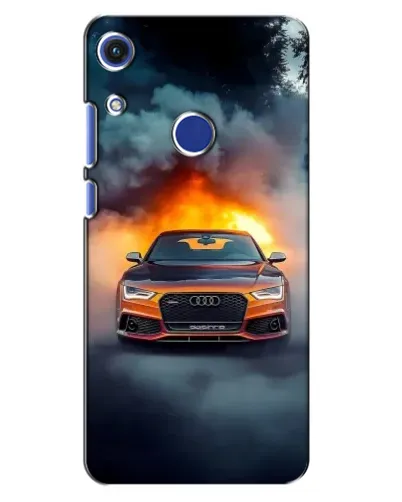 Чехол для Huawei Honor 8A с картинкой «Audi в огненном дыму»