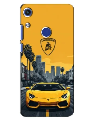 Чехол для Huawei Honor 8A с картинкой «Желтый Lamborghini город»
