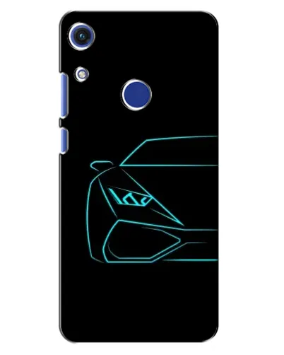Чехол для Huawei Honor 8A с картинкой «Голубой силуэт Lamborghini»