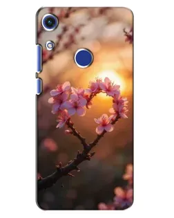 Чехол для Huawei Honor 8A с картинкой «Розовый цвет сердце на фоне заката»