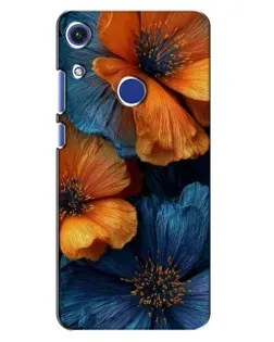 Чехол для Huawei Honor 8A с картинкой «Яркая сине-оранжевая флора»