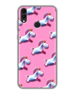 Чехол для Huawei Honor 8X с картинкой «Единороги на розовом»