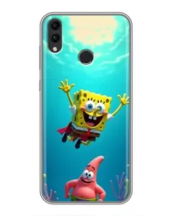 Чехол для Huawei Honor 8X с картинкой «Спанч Боб под водой»