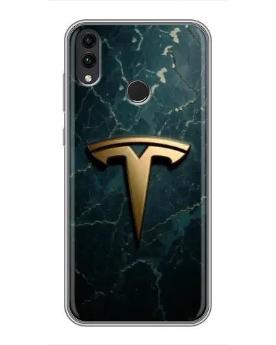 Чехол для Huawei Honor 8X с картинкой «Мраморная Tesla Gold»
