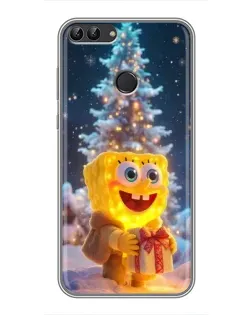 Чехол для Huawei Honor 9 Lite с картинкой «Рождественский Спанч Боб»