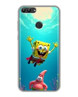 Чехол для Huawei Honor 9 Lite с картинкой «Спанч Боб под водой»