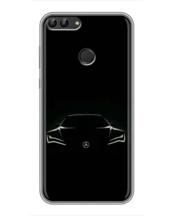 Чехол для Huawei Honor 9 Lite с картинкой «Mercedes — силуэт авто»