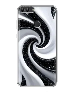 Чохол для Huawei Honor 9 Lite з картинкою «Чорно-біла спіраль»