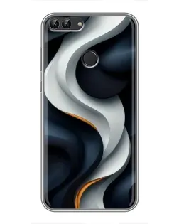 Чохол для Huawei Honor 9 Lite з картинкою «Об'ємні чорно-білі стрічки»