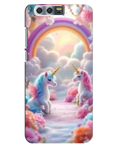 Чехол для Huawei Honor 9 (Glory 9, STF) с картинкой «Радуга и единороги»