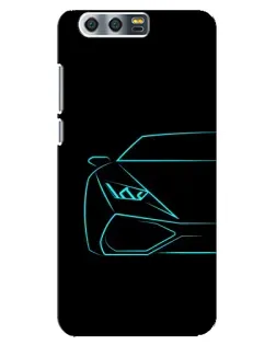 Чехол для Huawei Honor 9 (Glory 9, STF) с картинкой «Голубой силуэт Lamborghini»