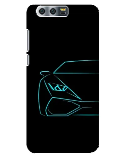 Чехол для Huawei Honor 9 (Glory 9, STF) с картинкой «Голубой силуэт Lamborghini»