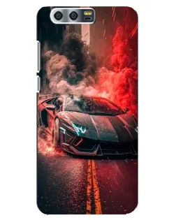 Чехол для Huawei Honor 9 (Glory 9, STF) с картинкой «Lamborghini красный дым»