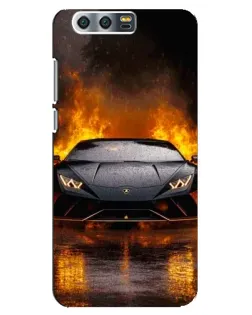 Чехол для Huawei Honor 9 (Glory 9, STF) с картинкой «Lamborghini в огне»