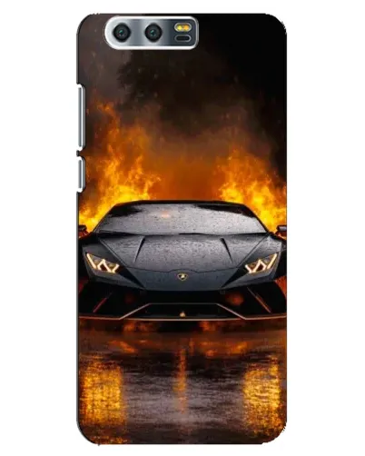 Чехол для Huawei Honor 9 (Glory 9, STF) с картинкой «Lamborghini в огне»