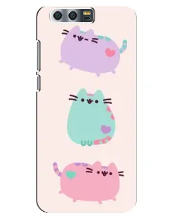 Чохол для Huawei Honor 9 (Glory 9, STF) з картинкою «Pusheen тріо»