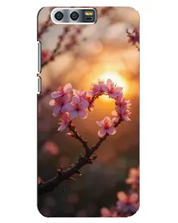 Чохол для Huawei Honor 9 (Glory 9, STF) з картинкою «Рожевий цвіт  сердечко на тлі заходу»