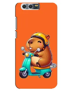 Чехол для Huawei Honor 9 (Glory 9, STF) с картинкой «Капибара на скутере»