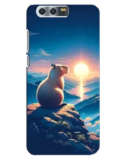 Чехол для Huawei Honor 9 (Glory 9, STF) с картинкой «Закат солнца с капибарой»